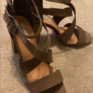 Sundance Brown Nubuck Leather High Heel Sandals